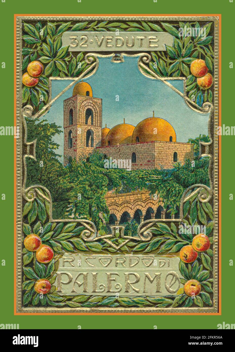 Vintage Travel Palermo 1890's-1900's 32 Vedute (views) informazioni turistiche sul viaggio Opuscolo illustrazione Sicilia Italia Foto Stock