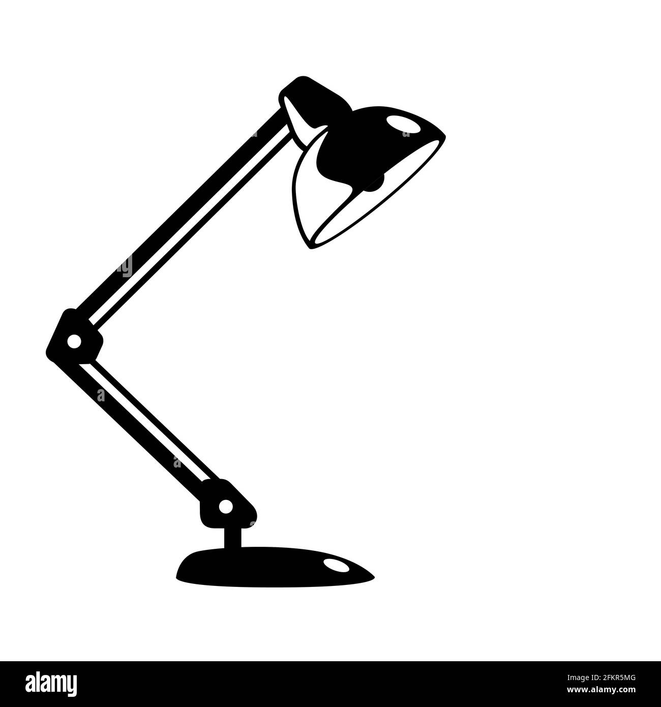 Oggetto vettore lampada da tavolo Glyph nero isolato su sfondo bianco. Moderna lampada da lettura a forma di icona piatta. Elemento di progettazione clip art. Illustrazione Vettoriale