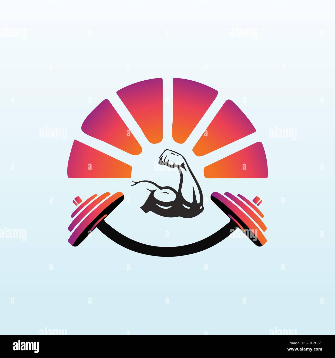 Design del logo Energy Vector con icona fitness. Illustrazione Vettoriale
