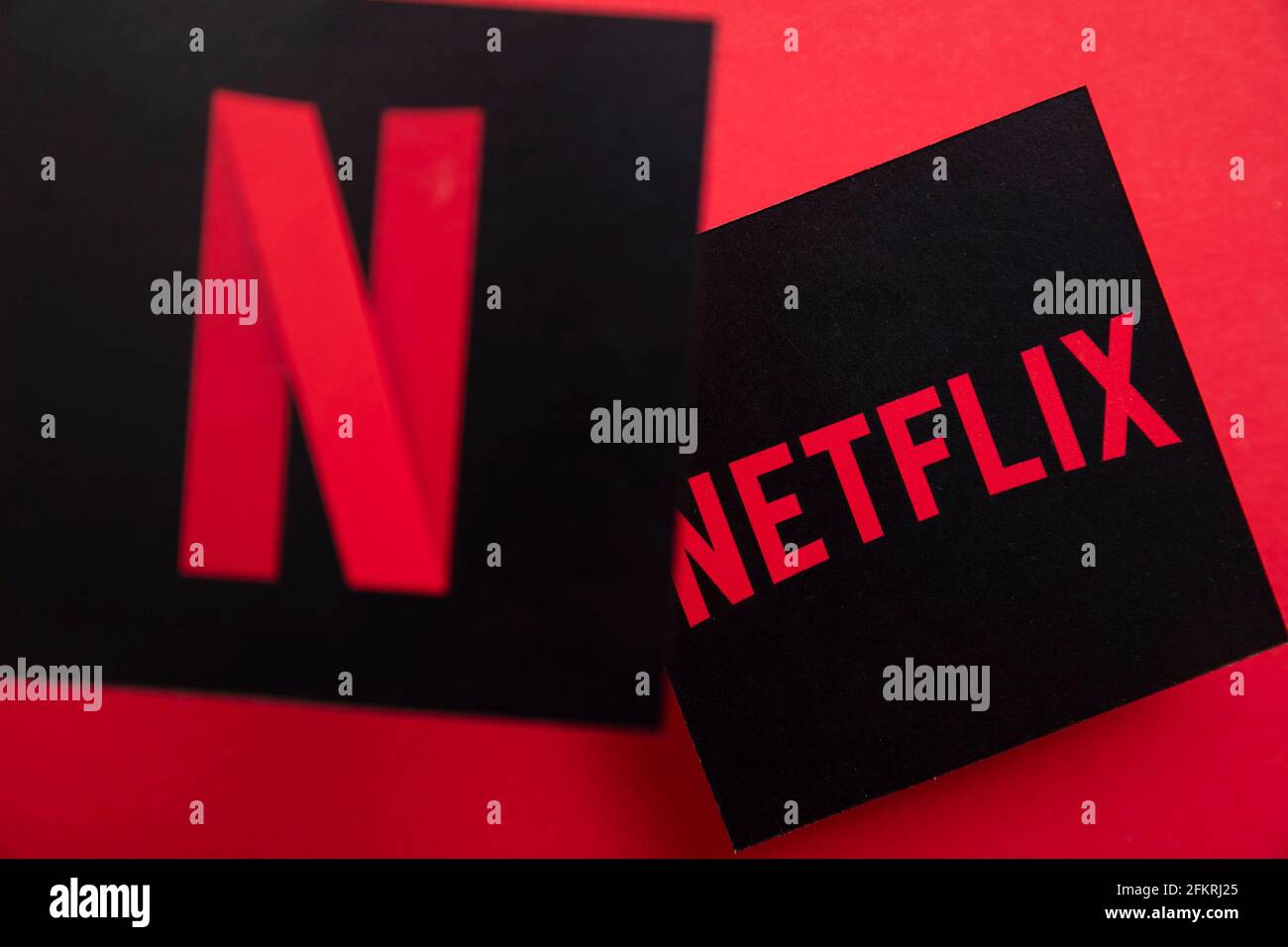 LONDRA, UK - APRILE 2021: Logo Netflix on demand del servizio di fumatura di film e tv Foto Stock