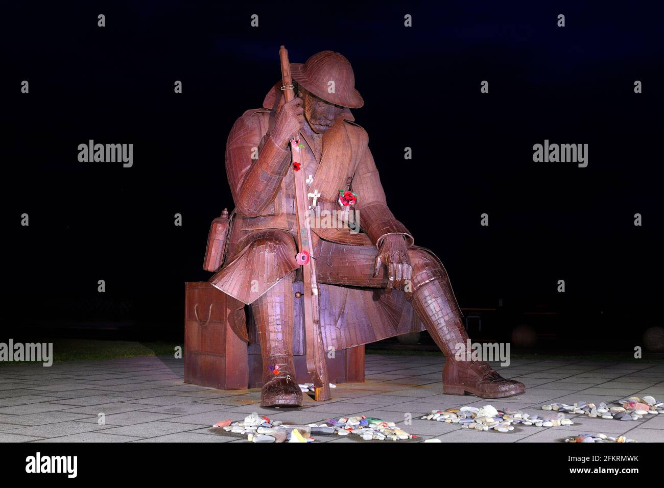 Tommy World War One Soldier statue a Seaham in County Durham Foto Stock