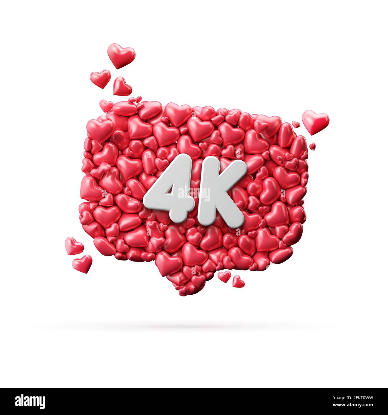 4mila persone che influenzano i social media iscrivono o seguono il banner. Rendering 3D Foto Stock