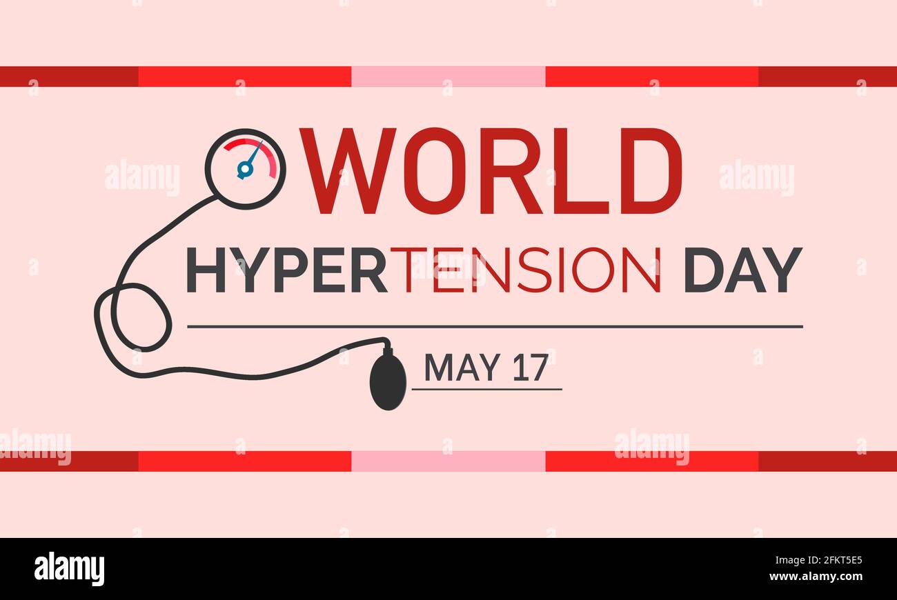 Giornata mondiale dell'ipertensione prevenzione della salute e consapevolezza Vector Concept celebrato annualmente il 17 maggio. Modello di sensibilizzazione per il giorno dell'ipertensione. Illustrazione Vettoriale