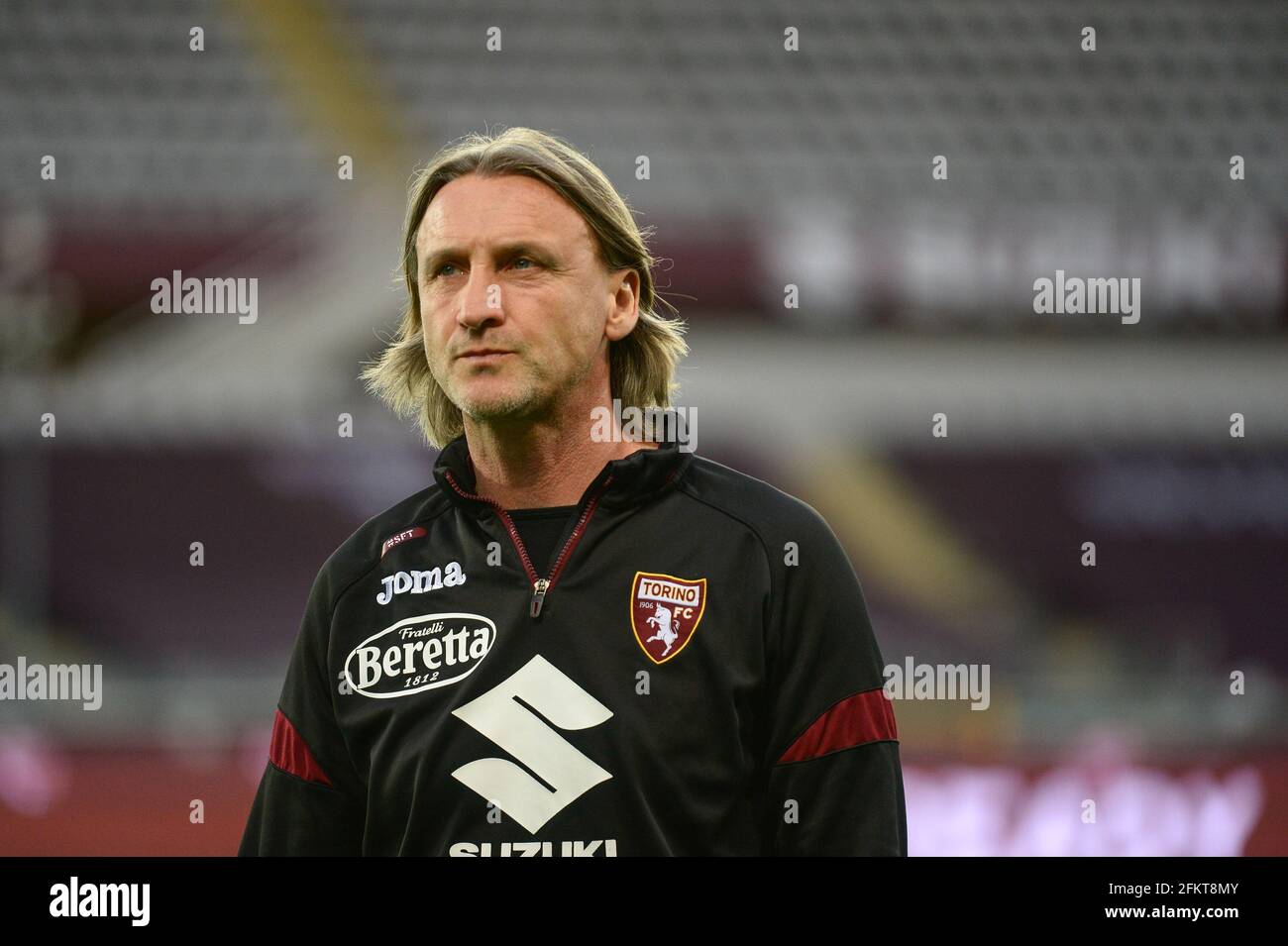 Torino, Italia. 03 maggio 2021. Davide Nicola allenatore del Torino FC durante la Serie A Football Match tra Torino FC e Parma Calcio. Gli stadi sportivi di tutta Italia restano soggetti a rigorose restrizioni a causa del Coronavirus Pandemic, in quanto le leggi governative in materia di distanziamento sociale vietano i tifosi all'interno dei locali, con conseguente gioco a porte chiuse. Torino FC ha vinto 1-0 su Parma (Foto di Alberto Gandolfo/Pacific Press) Credit: Pacific Press Media Production Corp./Alamy Live News Foto Stock