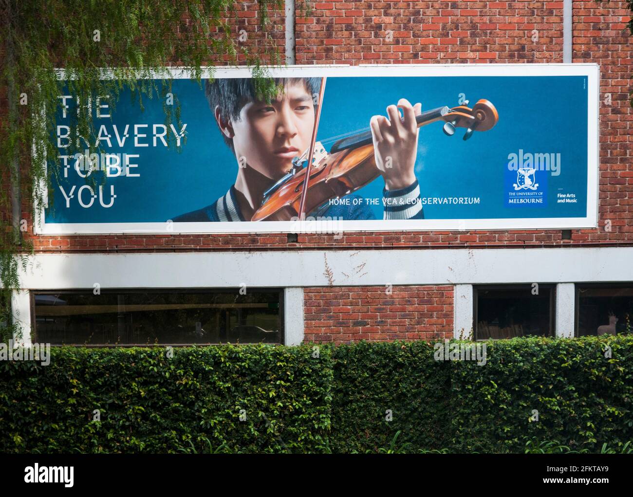 Banner di reclutamento degli studenti, Victorian College of the Arts and Conservatorium, Melbourne, Australia Foto Stock