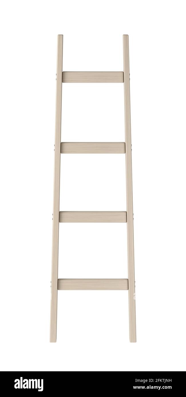 Scaletta di legno isolato su sfondo bianco Foto Stock