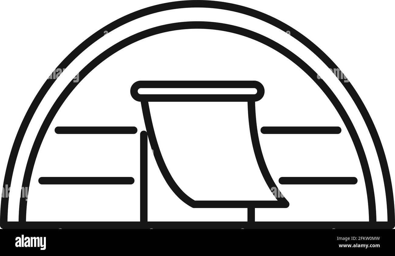 Icona della tenda degli immigrati, stile del contorno Illustrazione Vettoriale