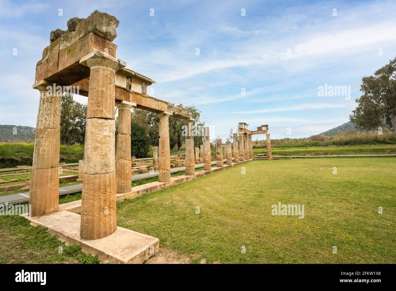 Il tempio dell'antica dea Artemis a Brauron (Vravrona) in Attica, Grecia Foto Stock