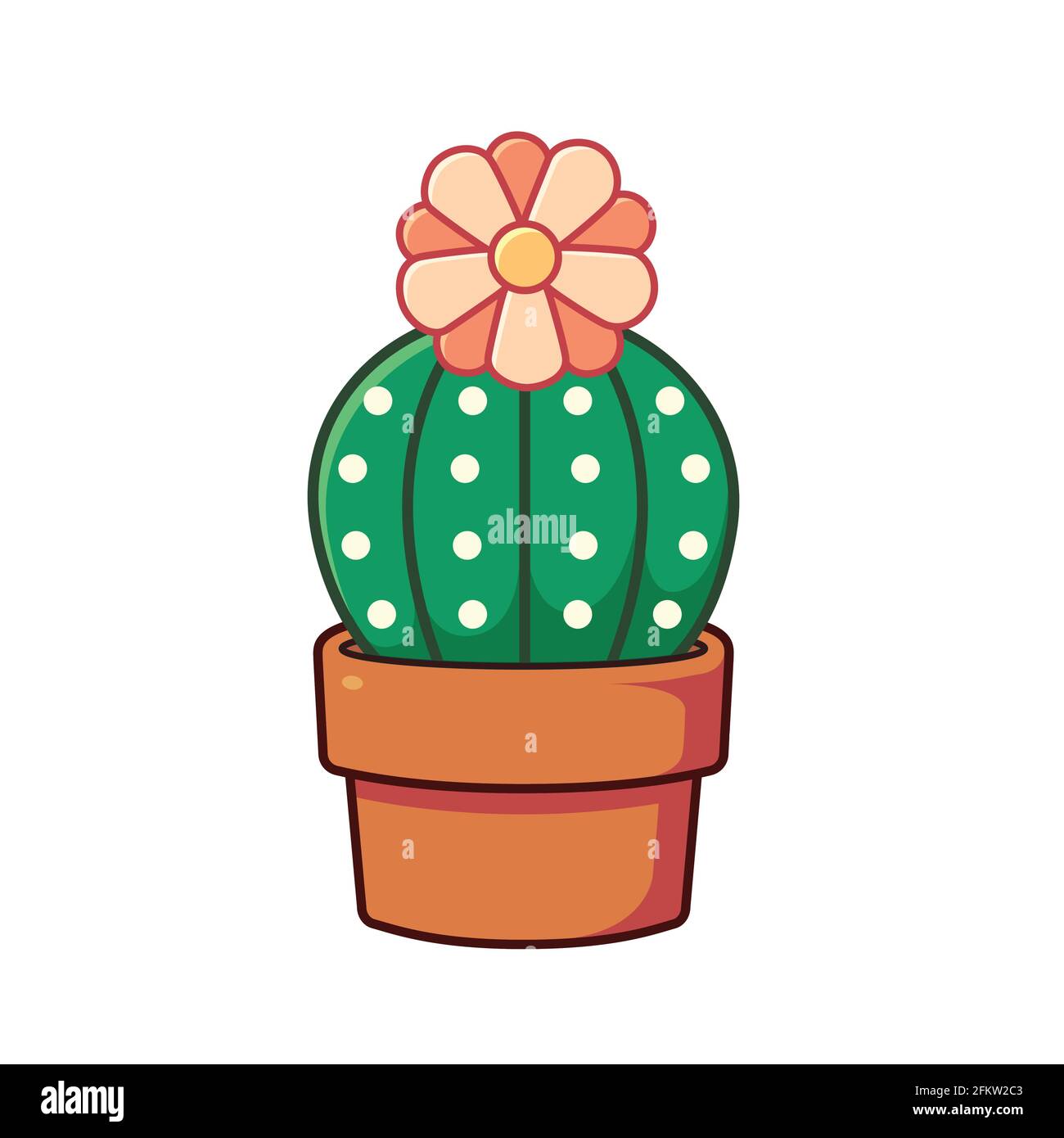 Un cactus carino in una pentola di argilla in stile vettoriale di illustrazione piatta. Una pianta succulenta. Illustrazione Vettoriale