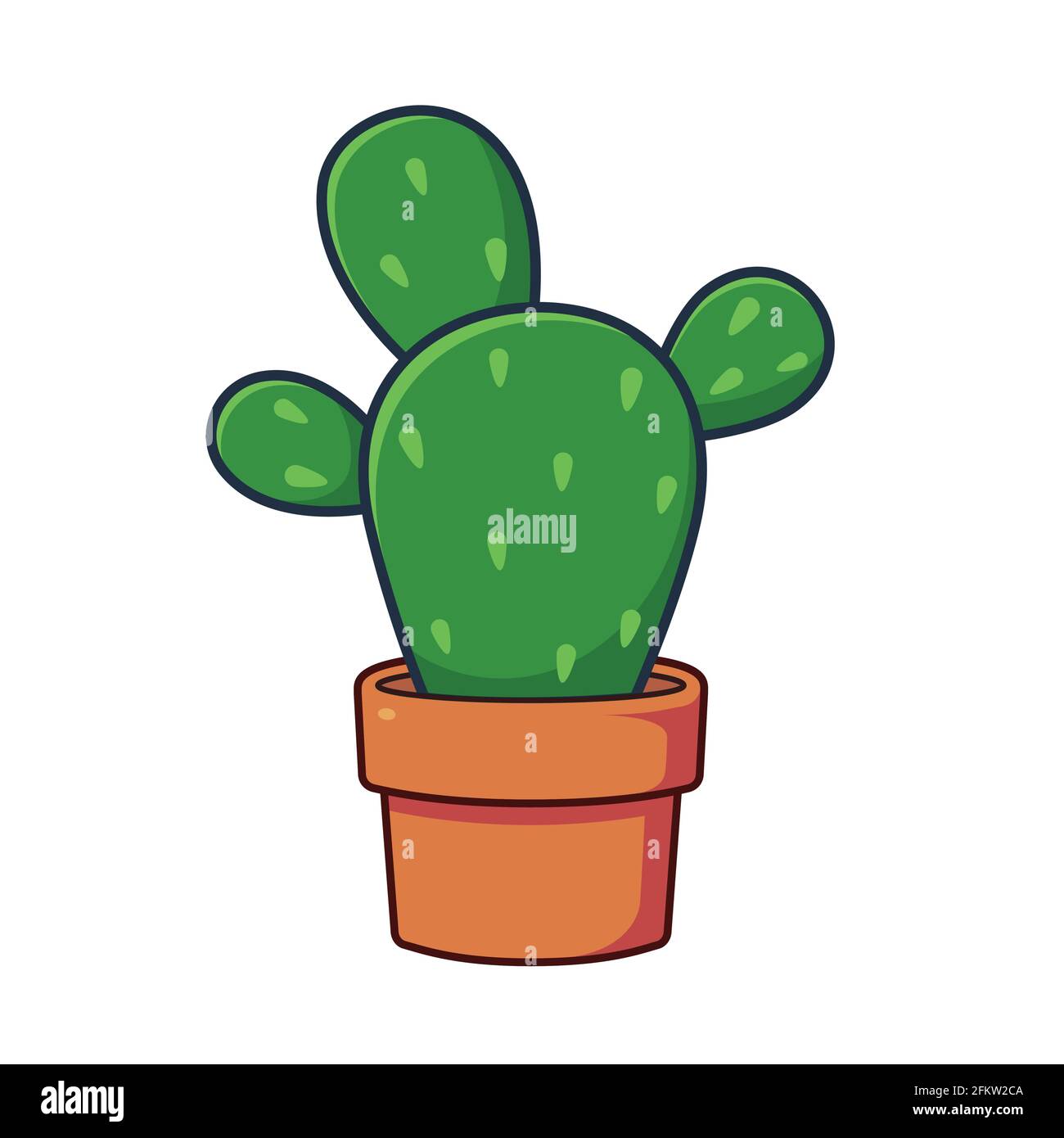Un cactus carino in una pentola di argilla in stile vettoriale di illustrazione piatta. Una pianta succulenta. Illustrazione Vettoriale