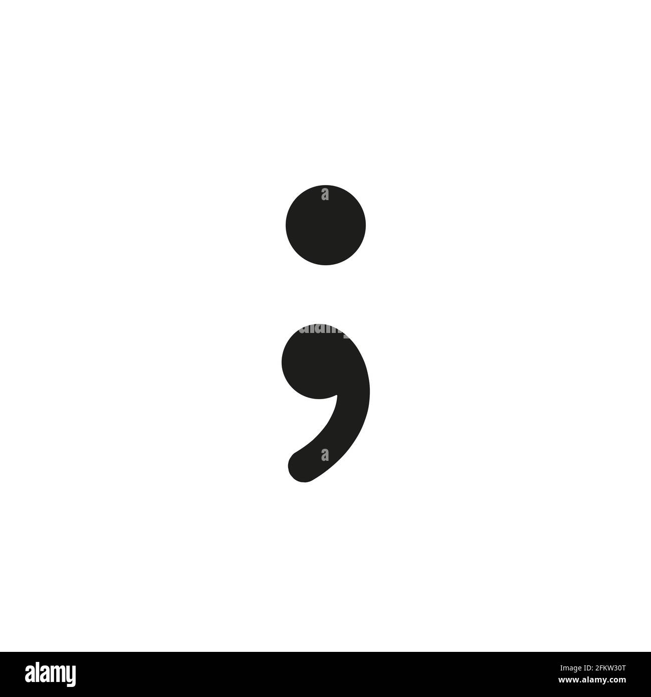 Simbolo del punto e virgola disegnato a mano con evidenziatori blu e rosa, isolato su uno sfondo vuoto. Illustrazione vettoriale, facile da modificare, manipolare, ridimensionare o. Illustrazione Vettoriale