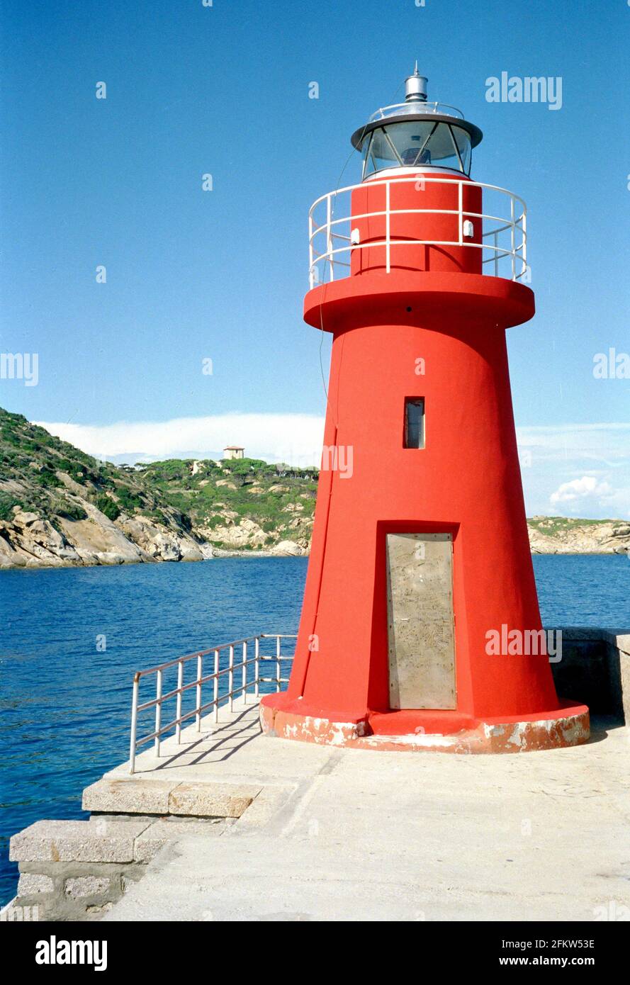 Luce d'ingresso al porto dell'Isola del Giglio nel Arcipelago toscano Foto Stock