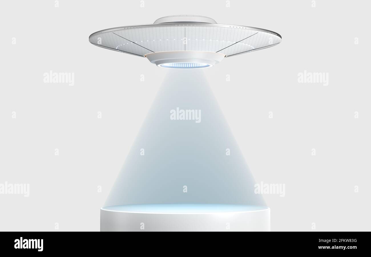 Fantascienza UFO spaceship, rendering 3d. Disegno digitale per computer. Foto Stock