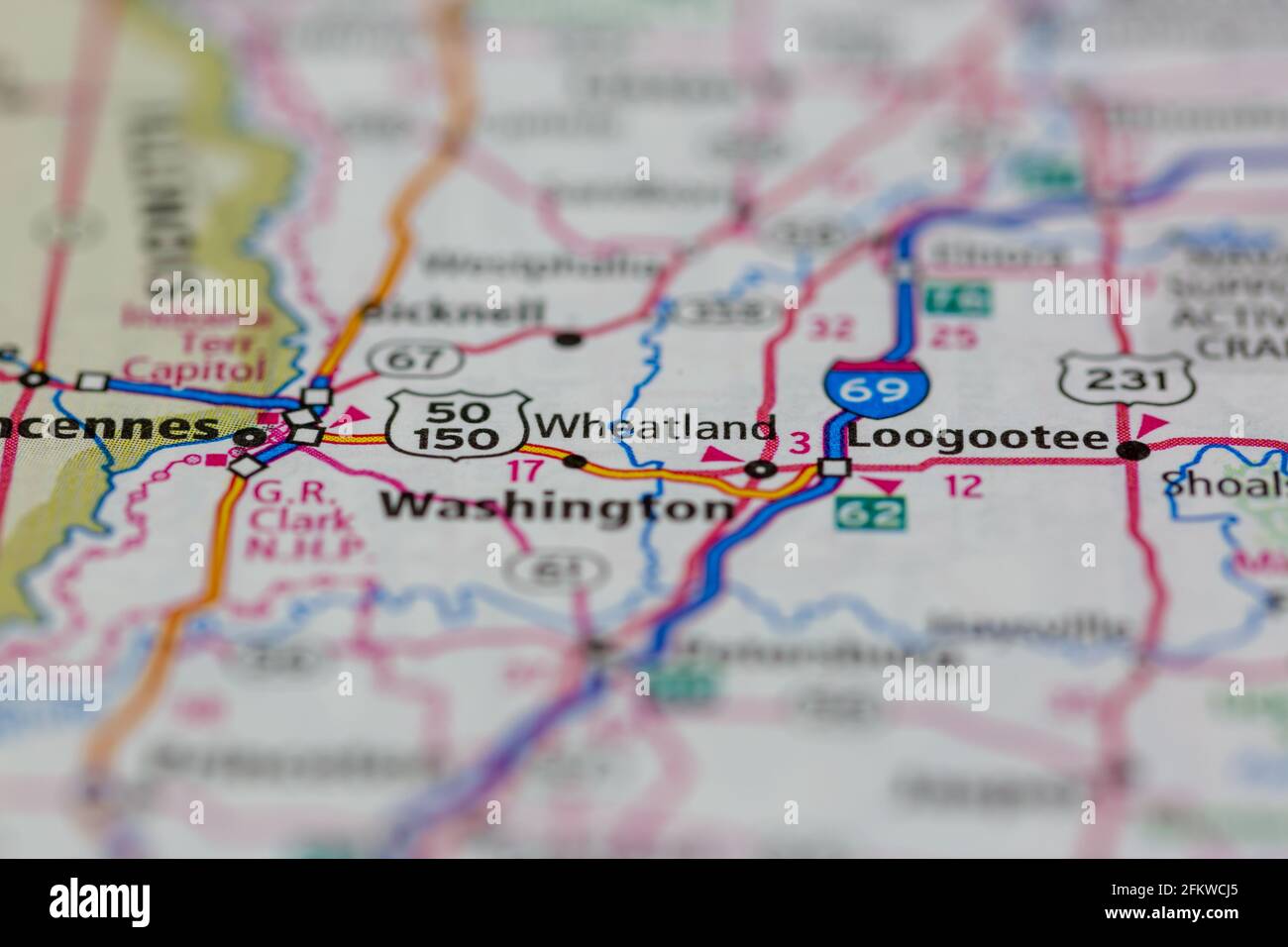 Wheatland, Indiana USA, è mostrato su una mappa geografica o su una strada mappa Foto Stock