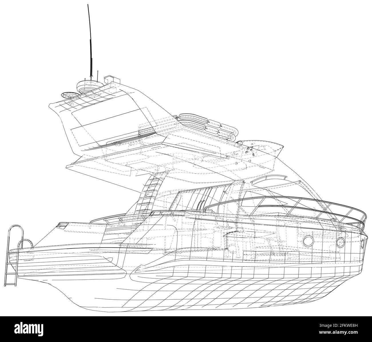 Yacht. Trasporto dell'acqua. Formato EPS10 Wire-Frame. Vettore creato di 3d Illustrazione Vettoriale