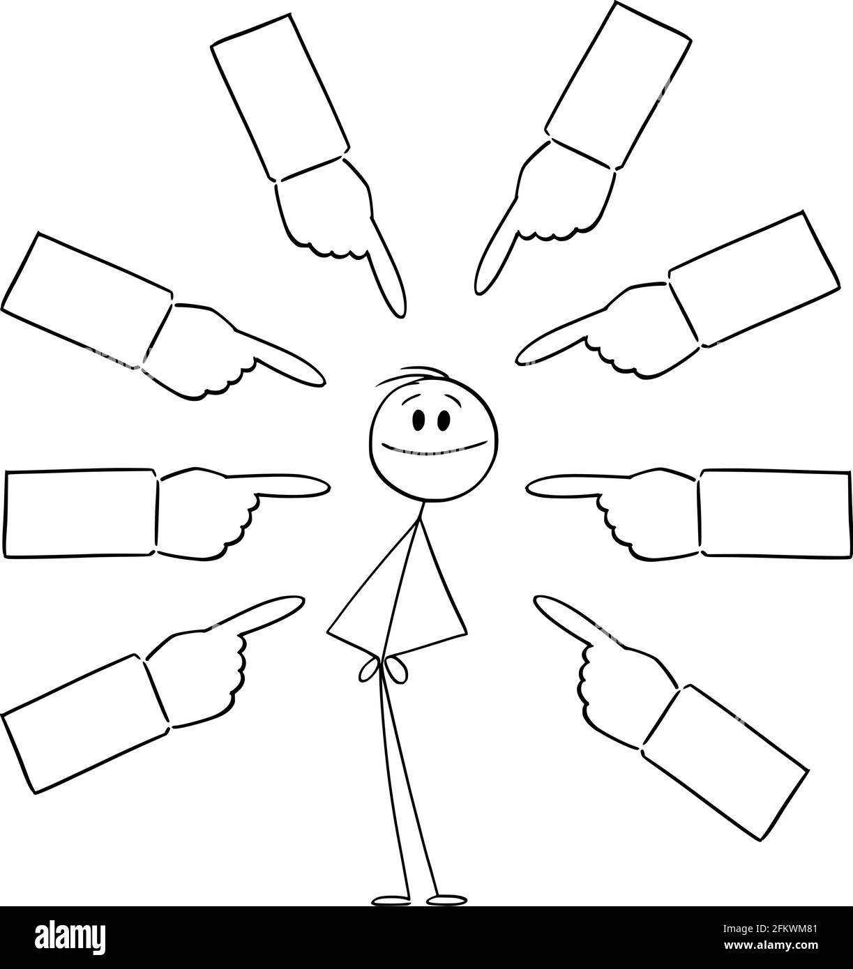Mani che puntano alla persona riuscita , illustrazione della figura del bastone di Cartoon del vettore Illustrazione Vettoriale