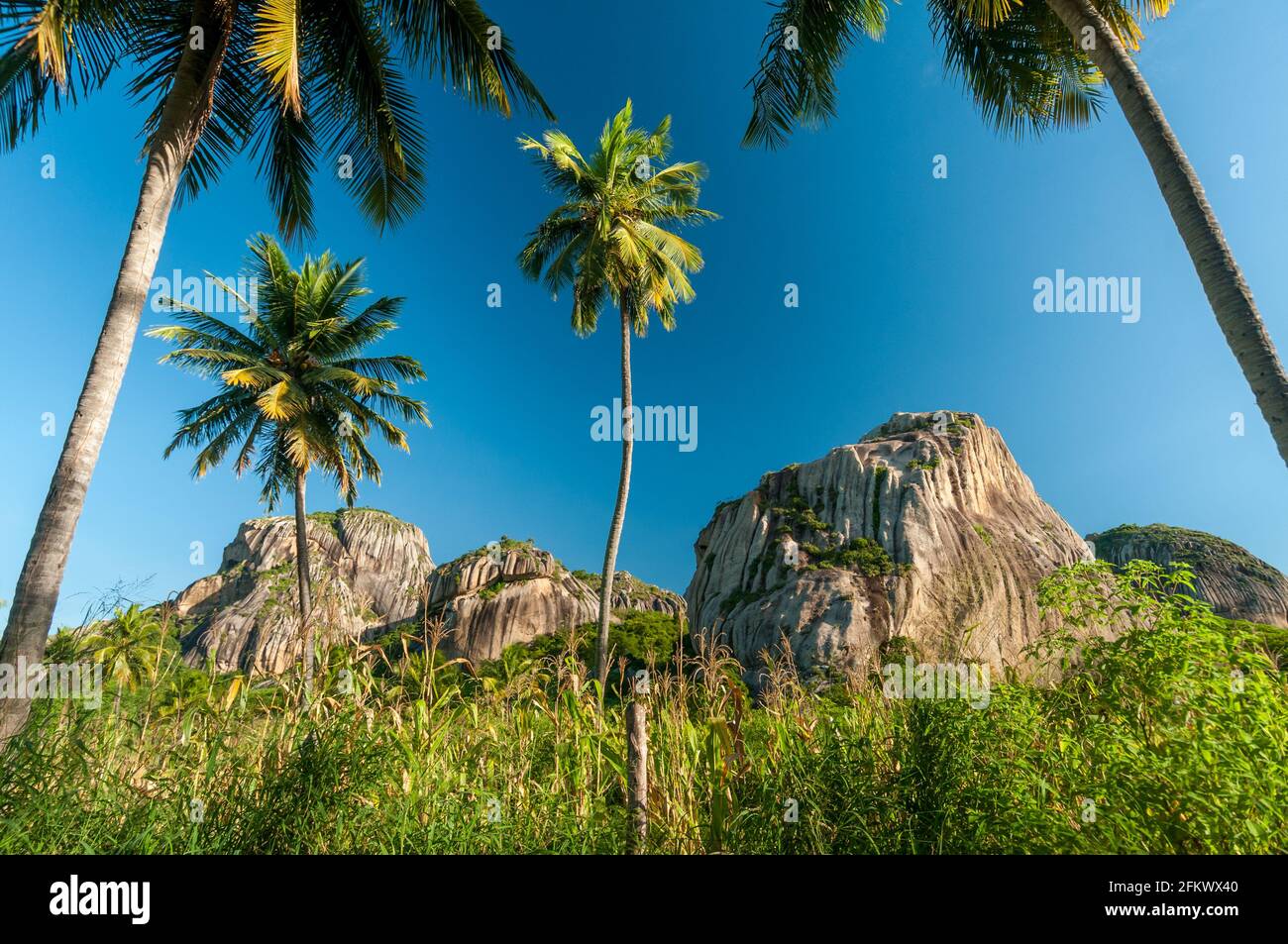 Mouth Stone state Park, Araruna, Paraiba, Brasile il 13 giugno 2009. Riserva ecologica ed ecologica di grande importanza geologica e turistica nel Foto Stock