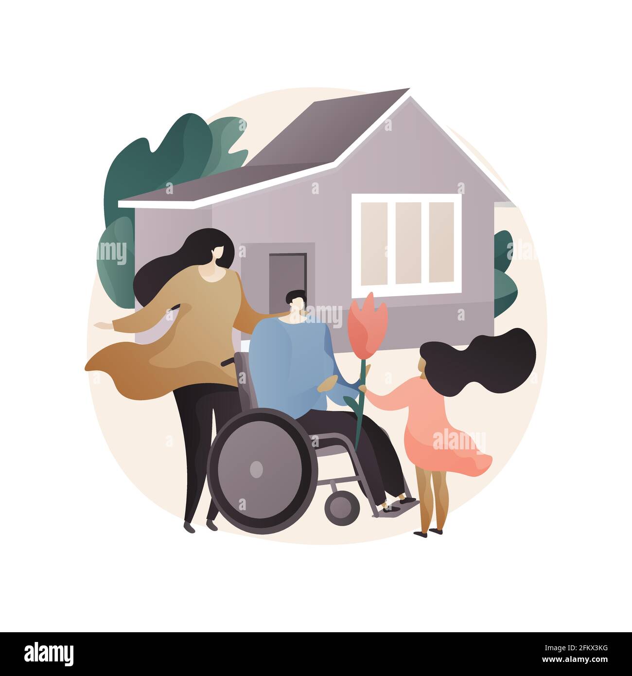 Adattamento sociale delle persone disabili concetto astratto illustrazione vettoriale. Illustrazione Vettoriale