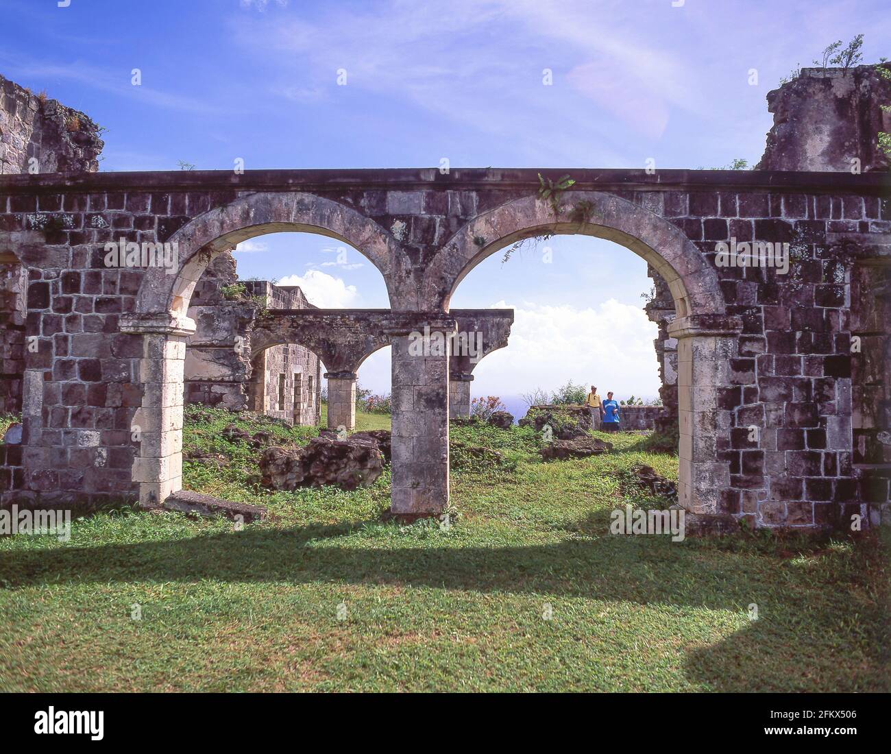 Rovine della fortezza di Brimstone Hill, St Kitts, St Kitts e Nevis, piccole Antille, Caraibi Foto Stock