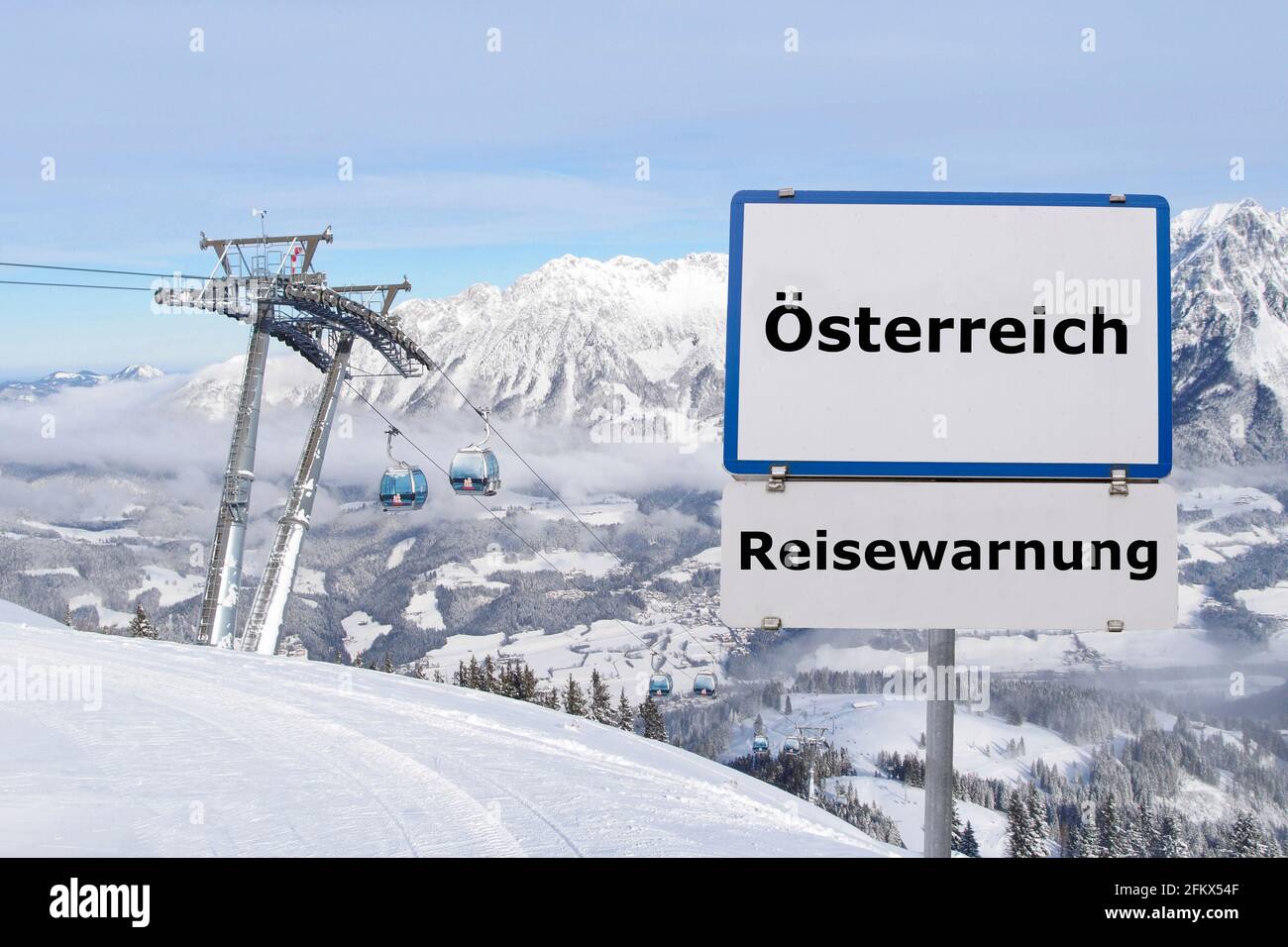 Simbolo immagine, Austria avvertimento di viaggio, montaggio Foto Stock