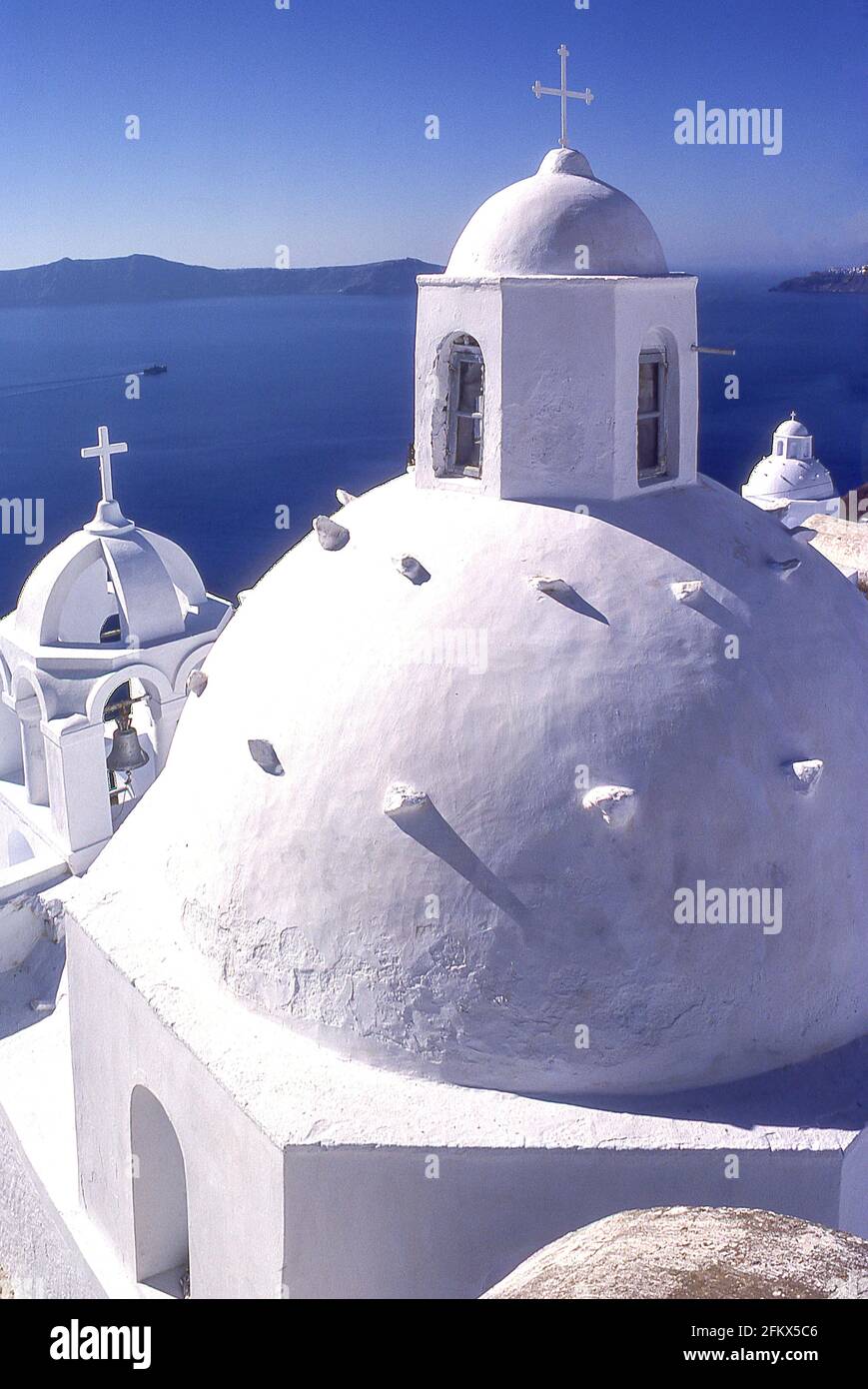 Cupole bianche, Fira, Santorini, le Cicladi, Sud Egeo, Grecia Foto Stock