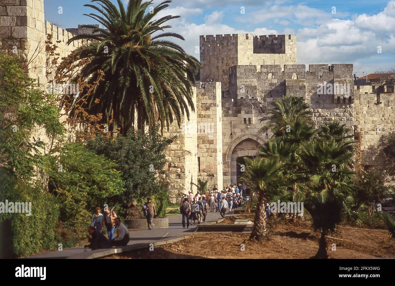 Porta storica di Jaffa (Hebron), città vecchia, Gerusalemme, Israele Foto Stock