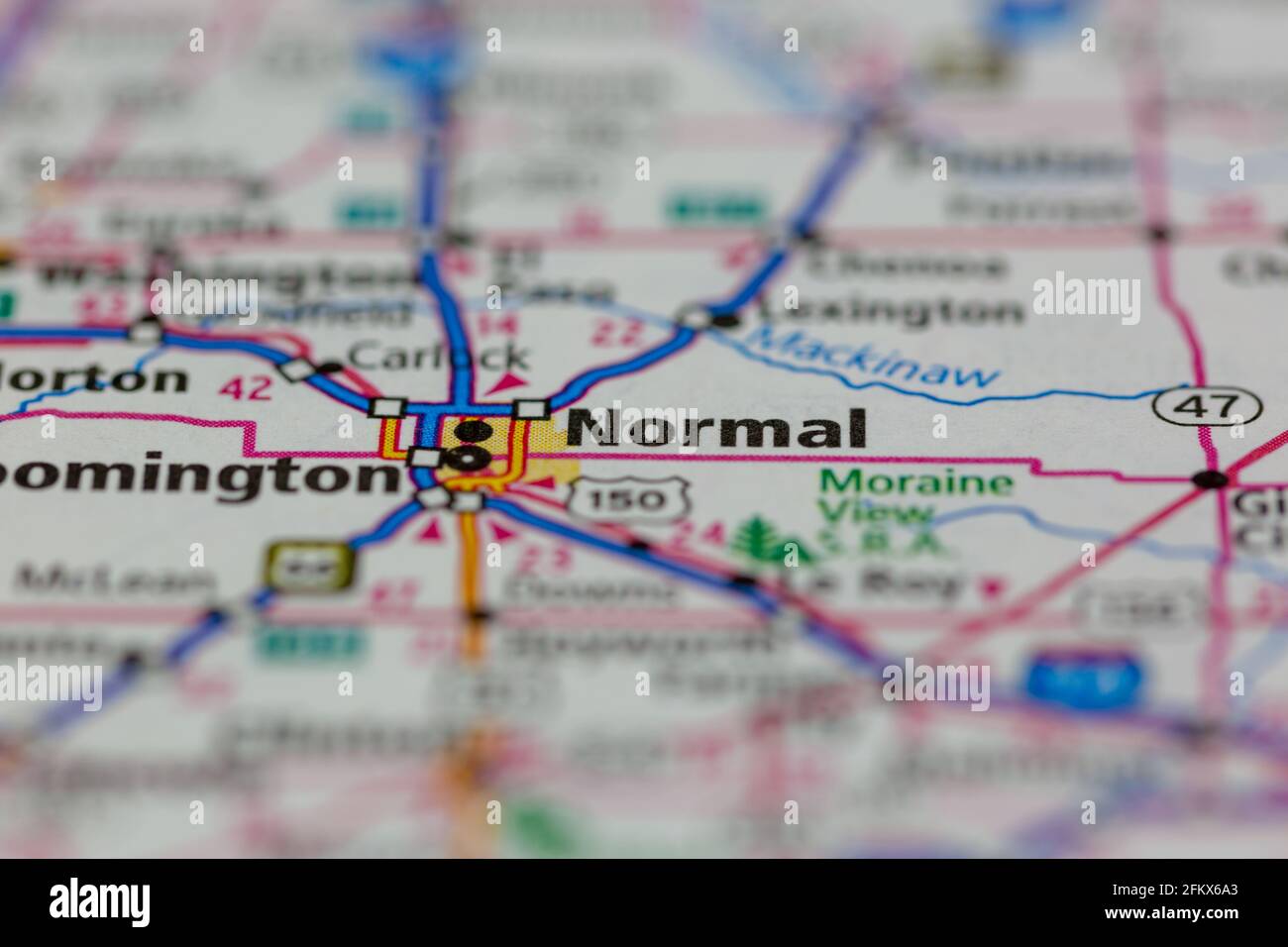Illinois normale visualizzato su una mappa geografica o su una mappa stradale Foto Stock