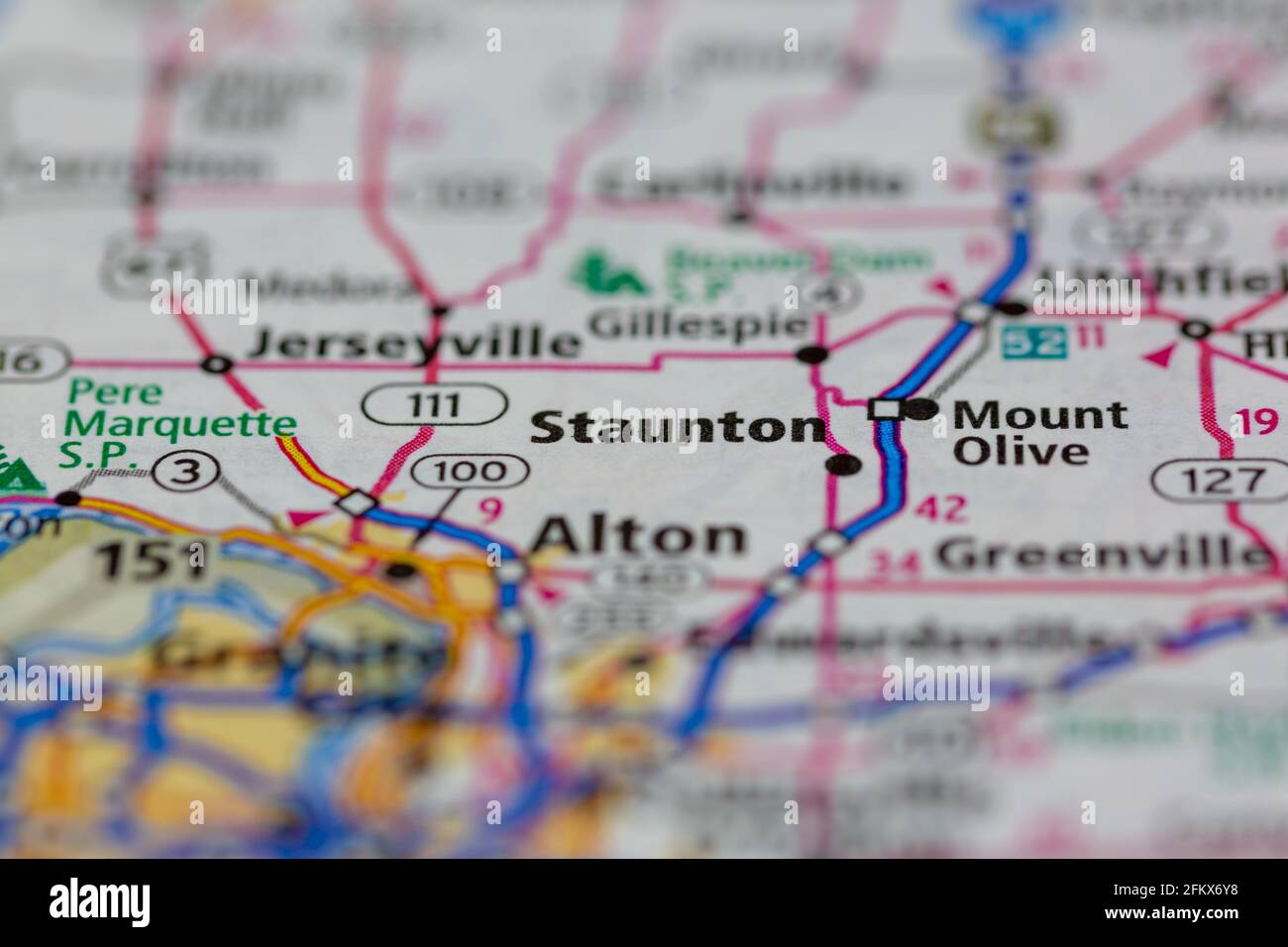 Mappa di staunton, illinois immagini e fotografie stock ad alta