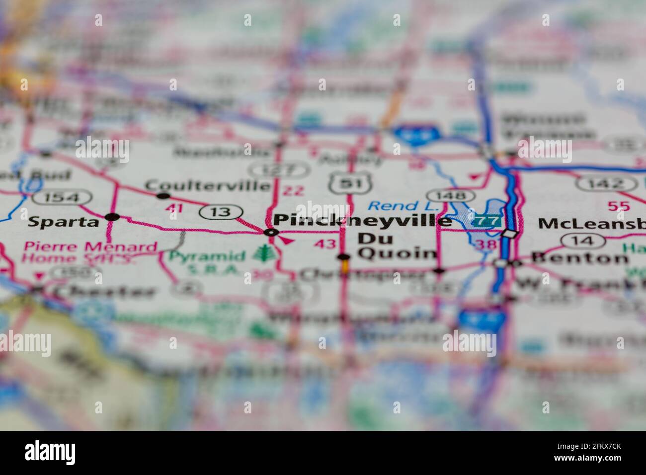 Pinckneyville Illinois mostrato su una mappa geografica o su una mappa stradale Foto Stock Pinckneyville Illinois mostrato su una mappa geografica o su una mappa stradale Foto Stock