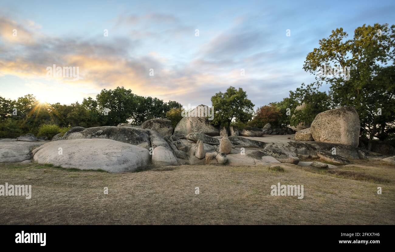 Il santuario traciano Begliktash o Beglik Tash, grandi rocce megalitiche disposte in un certo modo, situato vicino Primorsko, Burgas, Bulgaria Foto Stock