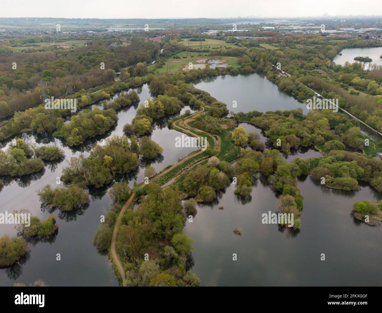 Laghi di Lee Valley Park, River Lee Country Park Foto Stock