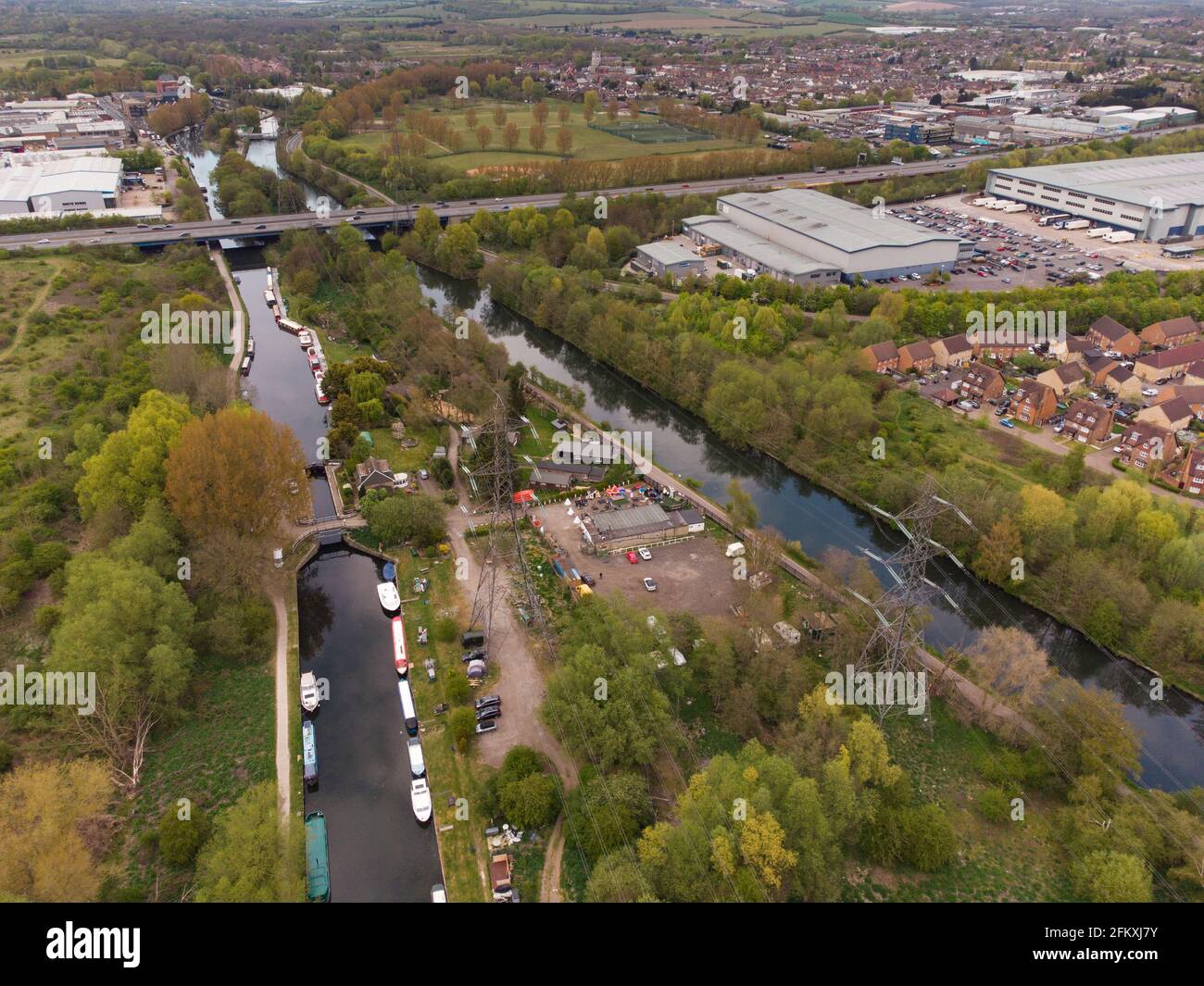 Fiume Lea o fiume Lee, waltham cross, cheshunt, essex Foto Stock