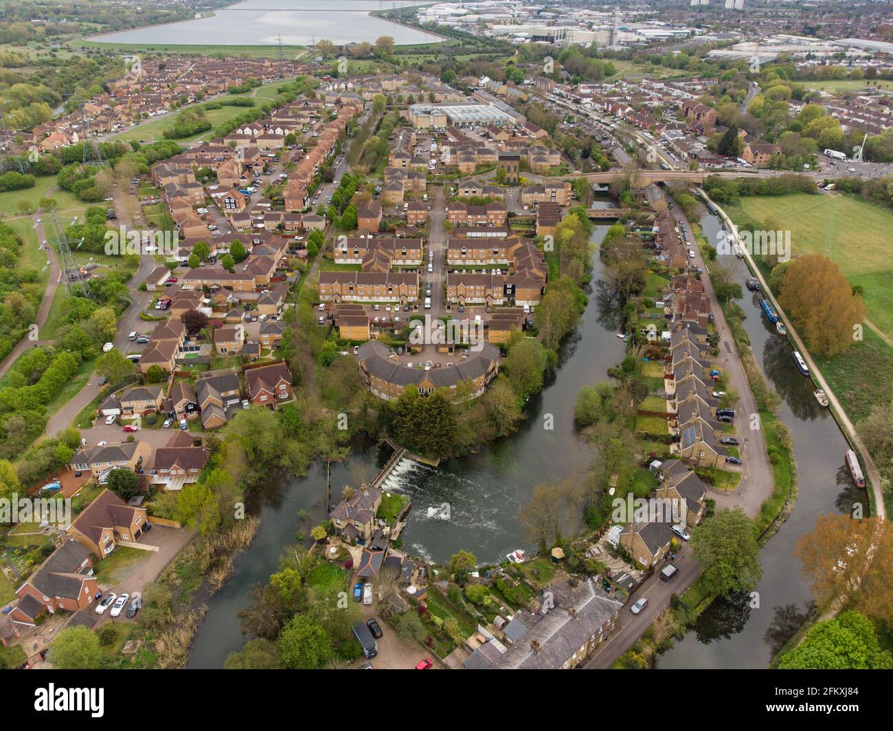 Fiume Lea o fiume Lee, waltham cross, cheshunt, essex Foto Stock