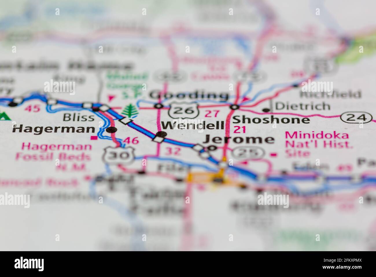 Wendell Idaho USA mostrato su una mappa geografica o su una strada mappa Foto Stock