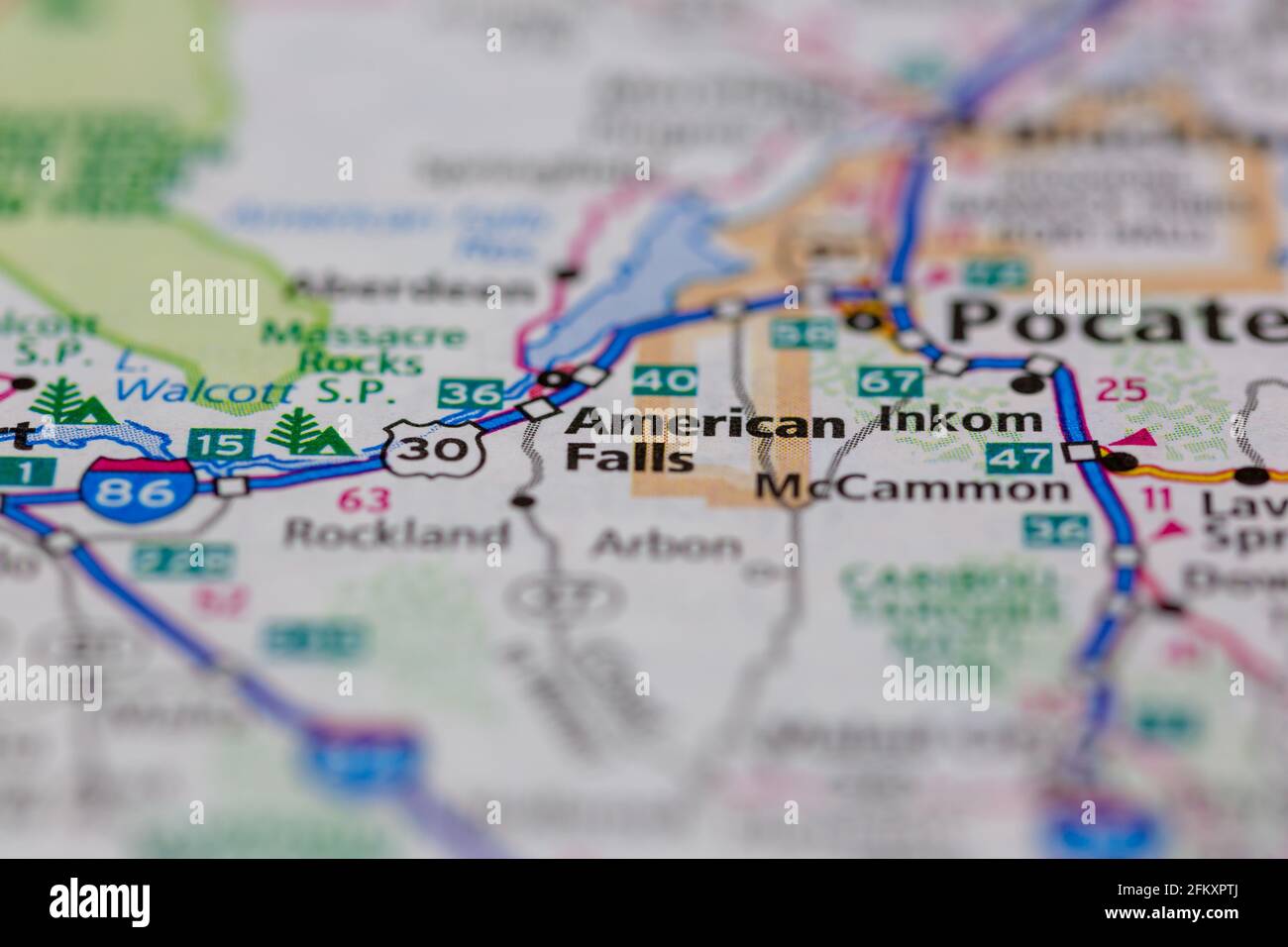 American Falls Idaho USA mostrato su una mappa geografica o. mappa stradale Foto Stock