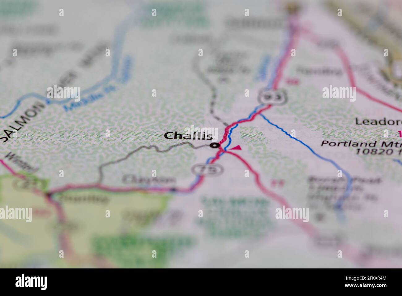 Challis Idaho USA visualizzato su una mappa o una strada geografica mappa Foto Stock