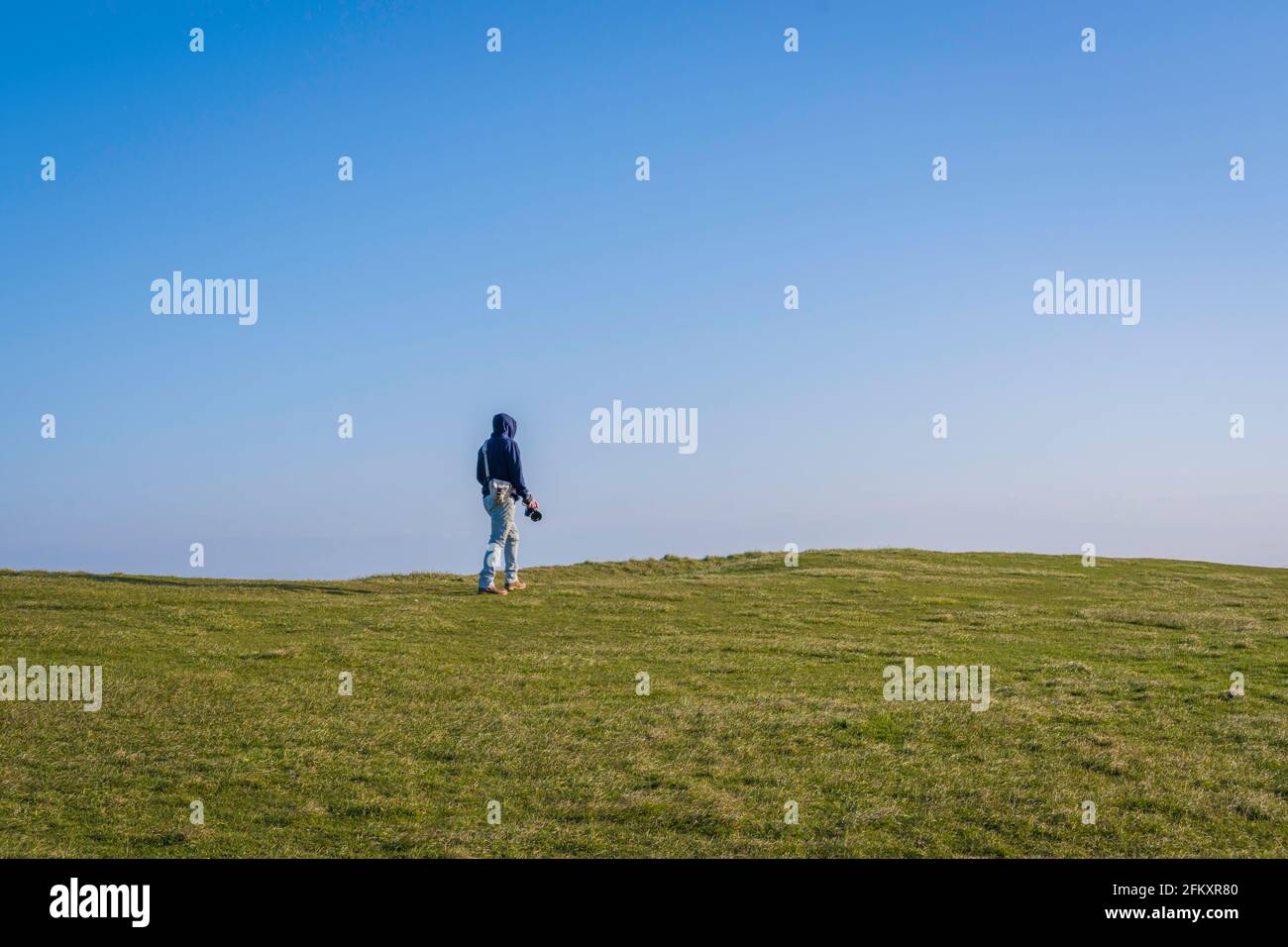 Giornata di sole a Beachy Head, Regno Unito Foto Stock