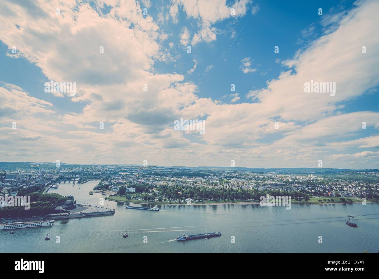 Vista sul reno, sulla Mosella e sul Rheinland -Pfalz Foto Stock