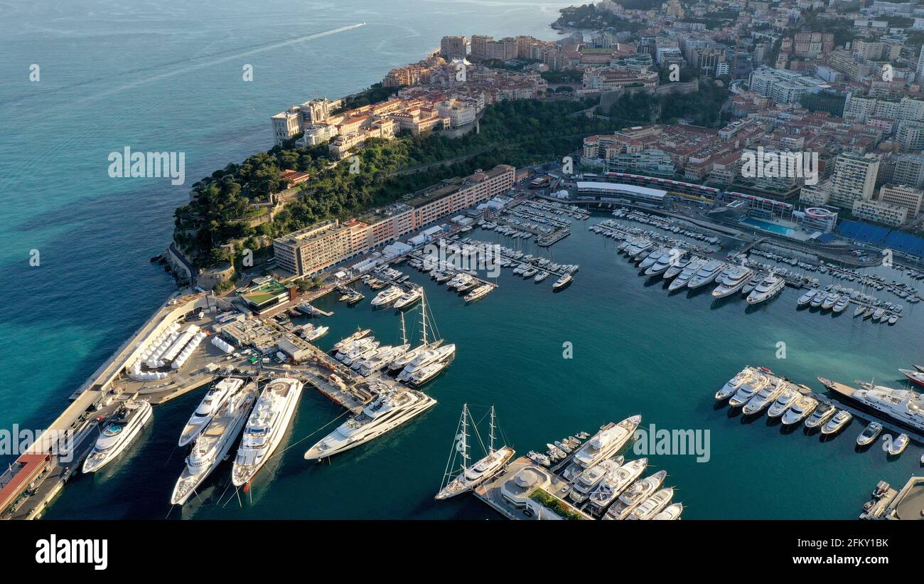 Veduta aerea del porto di Monaco 2021 Monte Carlo Foto Stock