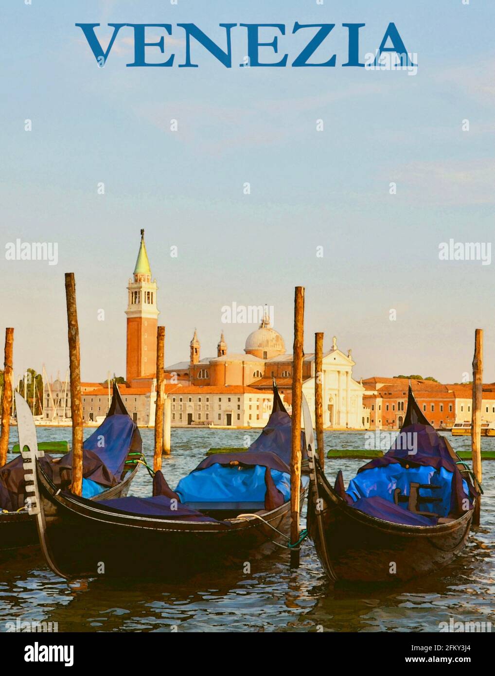 Poster di viaggio d'epoca - Venezia. Foto Stock
