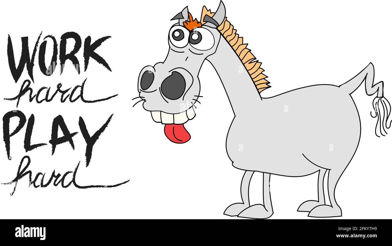 divertente personaggio di cavallo cartoon con segno vuoto. Illustrazione Vettoriale