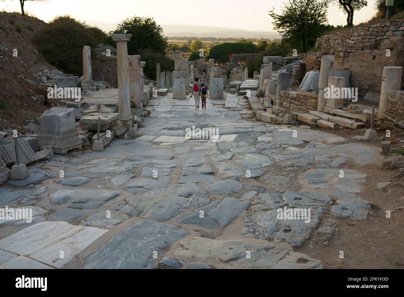 Antiche rovine di edifici romani in Efeso, Anatolia, Turchia Foto Stock