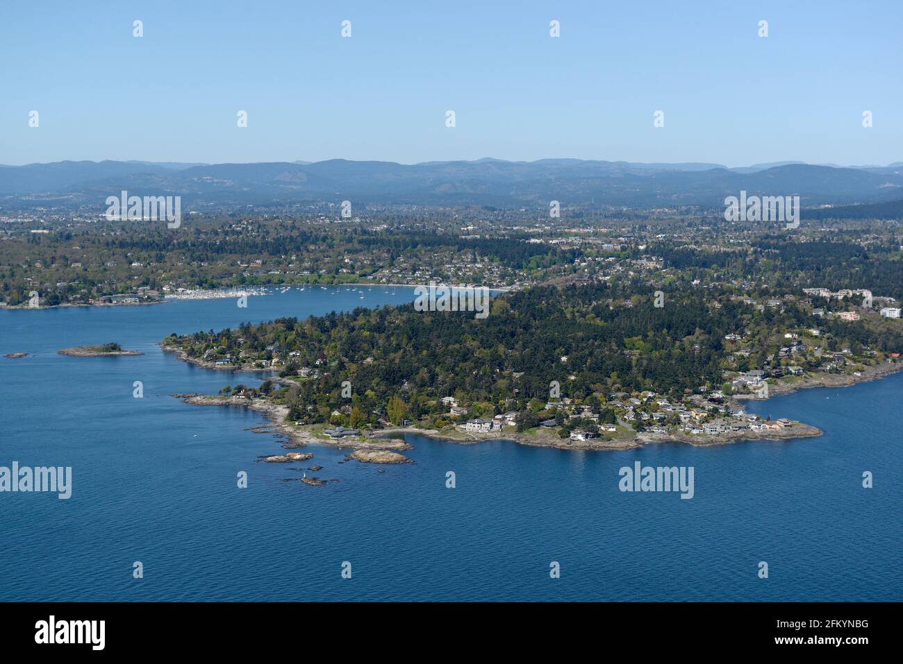 Foto aerea di Ten Mile Point e Cadboro Bay, Vancouver Island, British Columbia Foto Stock