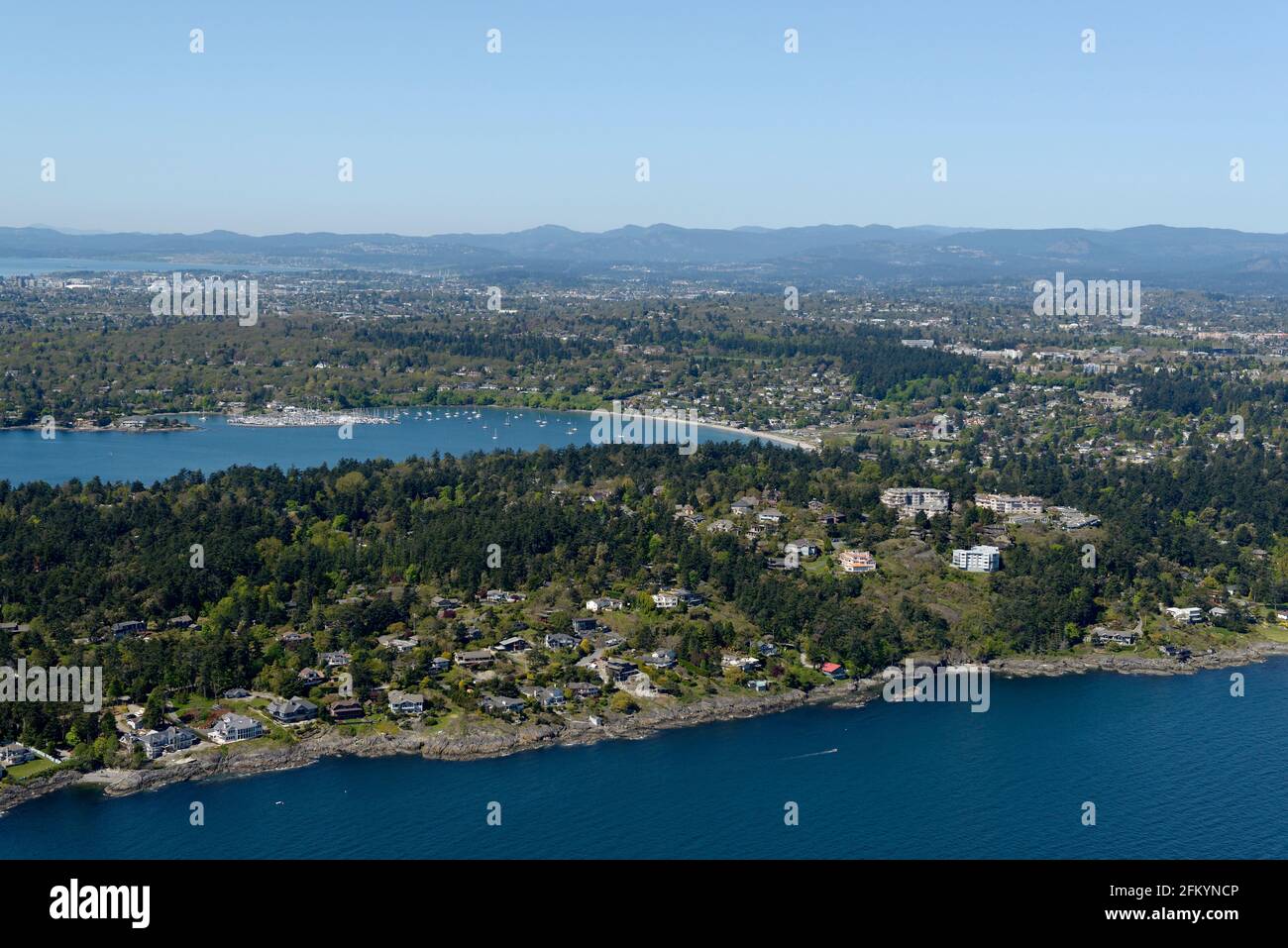 Foto aerea di Ten Mile Point e Cadboro Bay, Vancouver Island, British Columbia Foto Stock