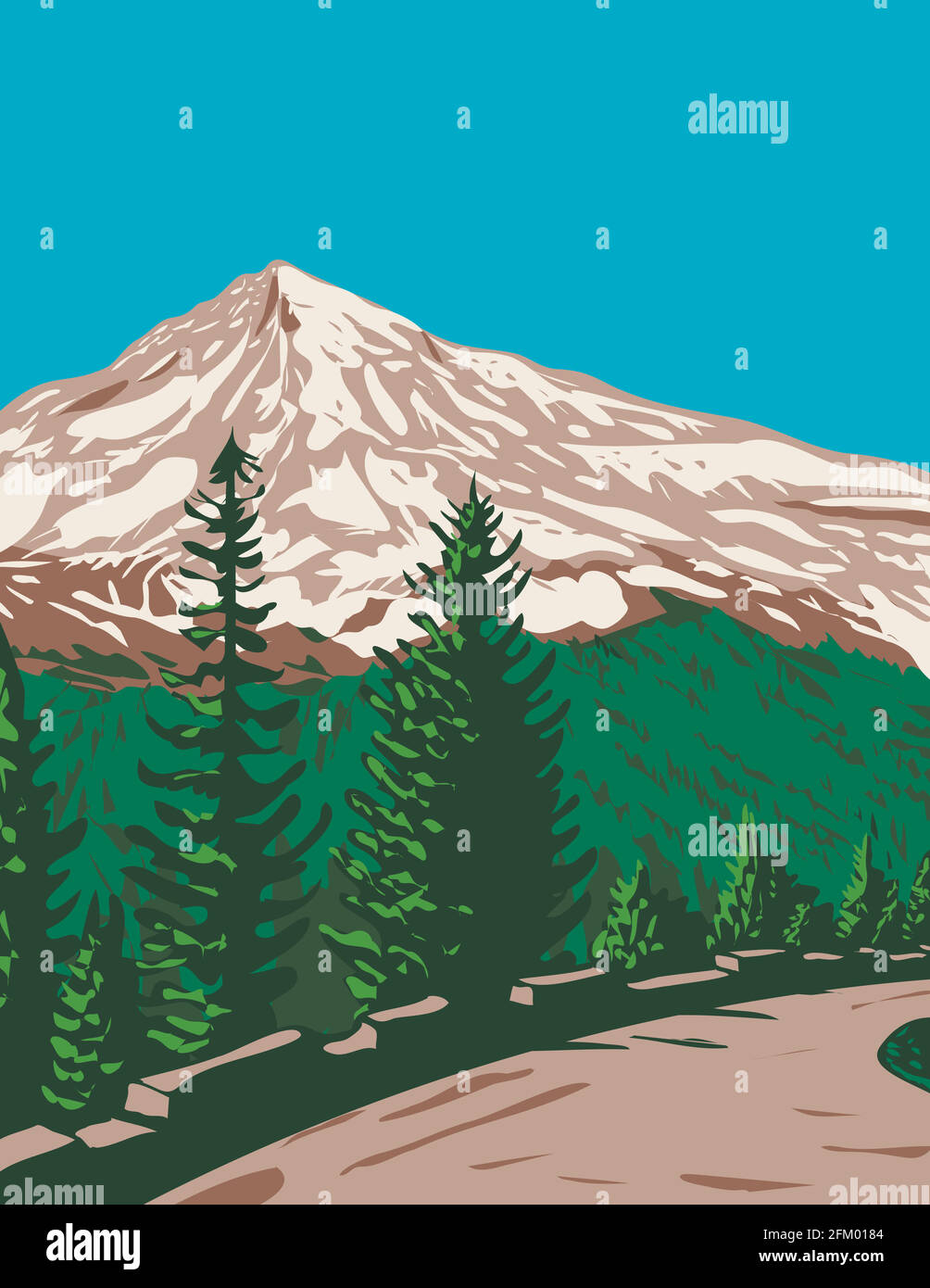 WPA Poster Art of South Face of Mount Rainier, Tahoma or Tacoma with Kautz Ice Cliff located in Mount Rainier National Park , Washington state Done in Illustrazione Vettoriale