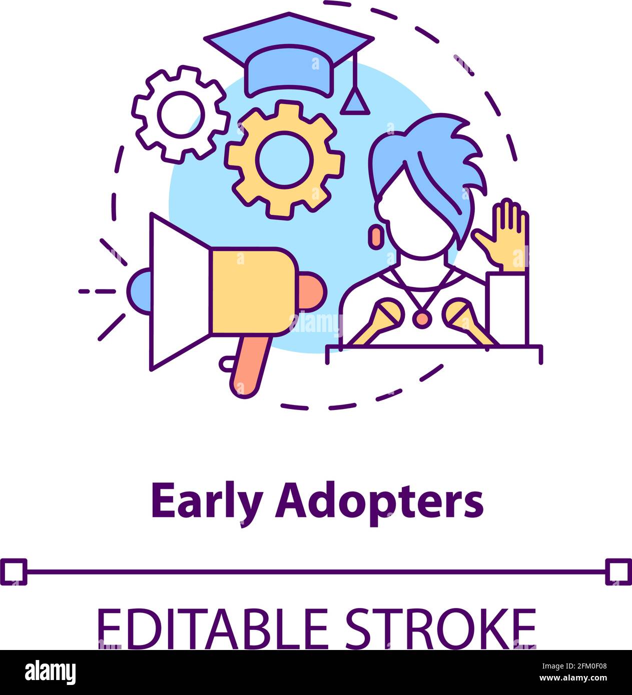 Icona del concetto di early adopters Illustrazione Vettoriale