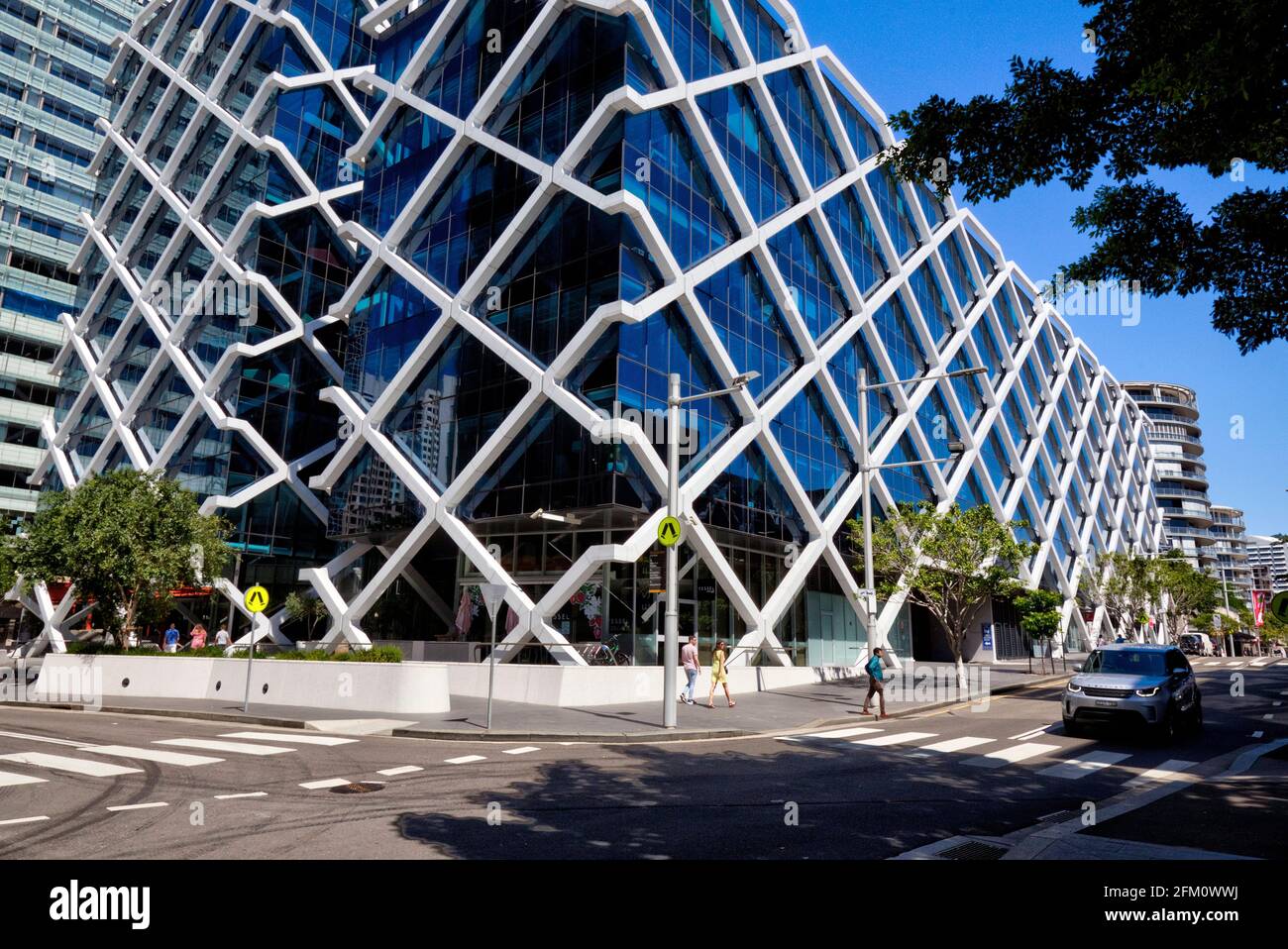 Il diagrid costruì una Shelly Street a Kings Wharf che È anche la sede centrale del gruppo per la Macquarie Bank Sydney Australia Foto Stock