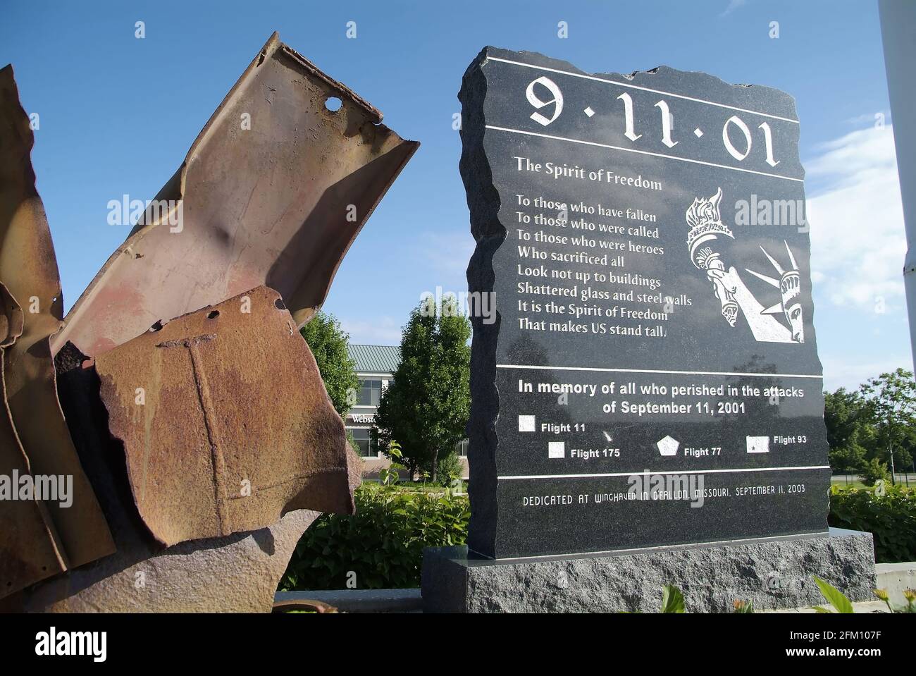 O'FALLON, STATI UNITI - Giugno 30, 2008: Un Memorial del World Trade Center 9-11-01 vicino a o'Fallon, Missouri. Foto Stock
