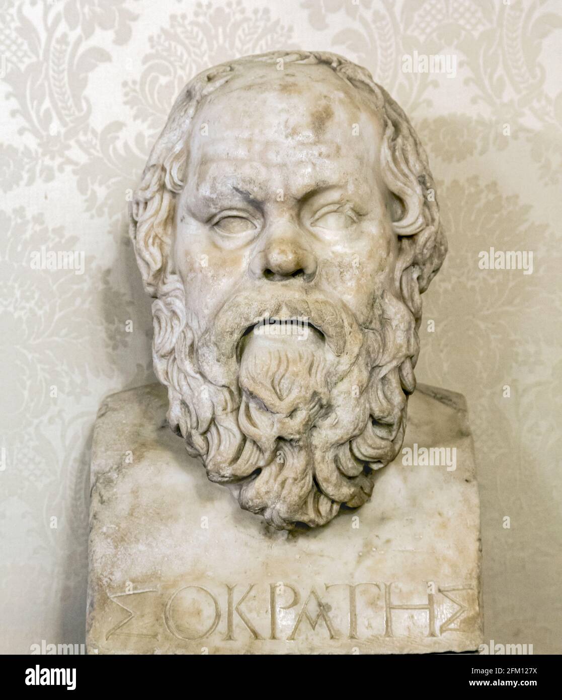 Roma, Italia. Busto del filosofo greco Socrate nel Museo Capitolino. Il centro storico di Roma è patrimonio dell'umanità dell'UNESCO. Foto Stock