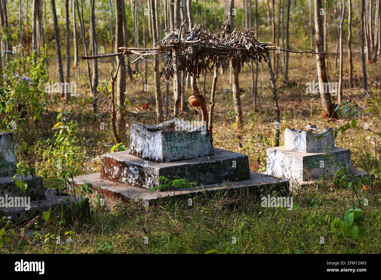 Terra tribale di sepoltura o cimitero vicino al villaggio di Bondaguda, Andhra Pradesh, India Foto Stock